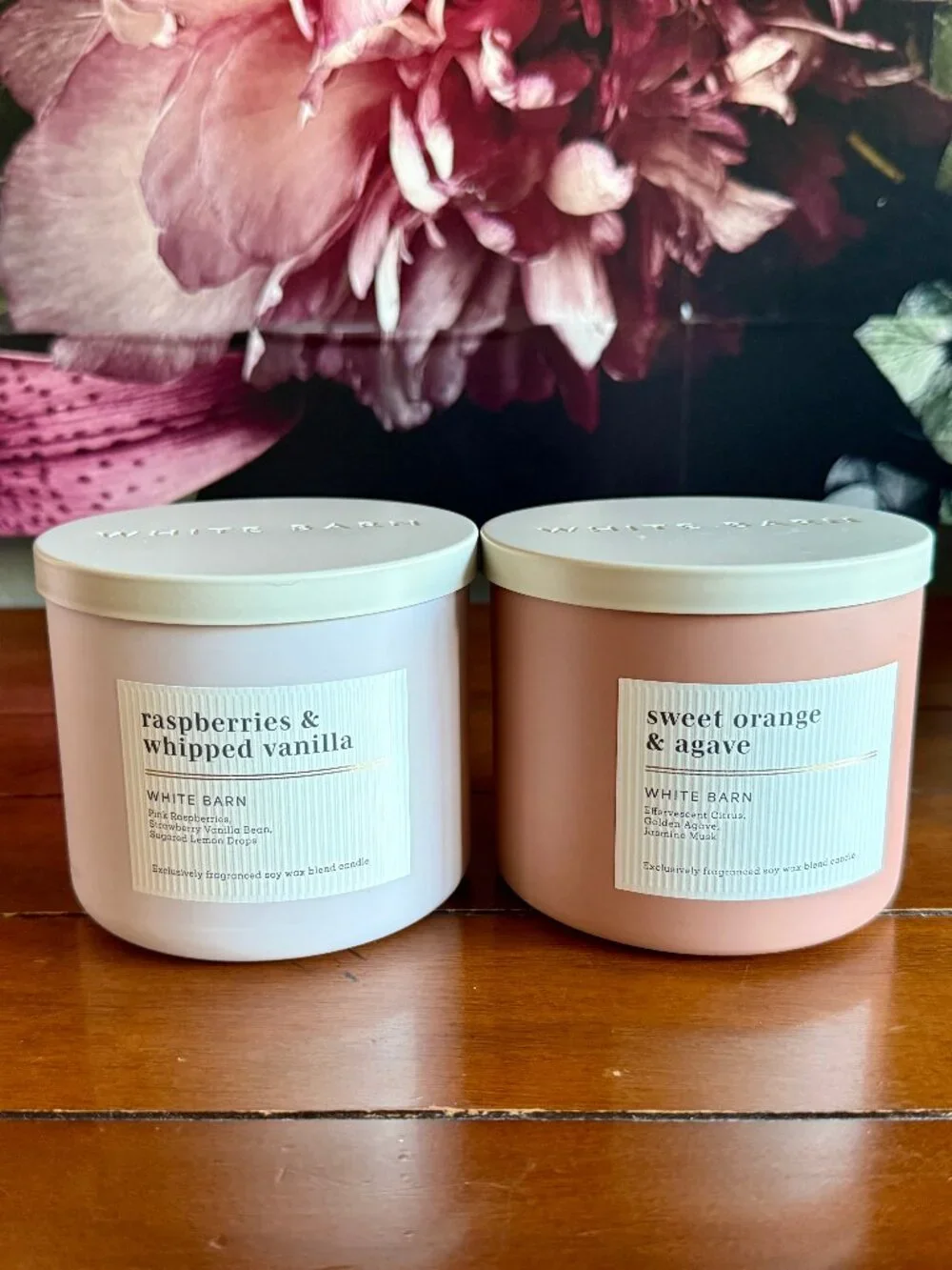 NEW 2-Pc RASPBERRIES & WHIPPED VANILLA & SWEET ORANGE & AGAVE 3-Wick Candle BBW